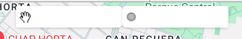 Herramientas del mapa: icono de mano a la izquierda e icono circular a la derecha