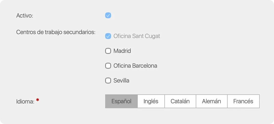 Asignación de varios centros de trabajo a una persona